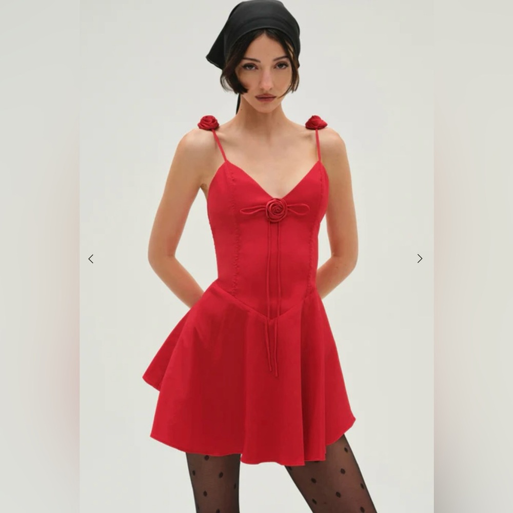 For Love and Lemons Orsa Mini Dress with Rose Detail